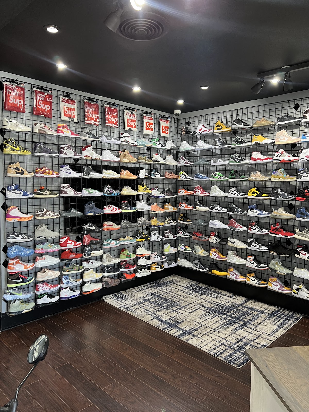 The ShoeBox grey black and white low-top court sneaker